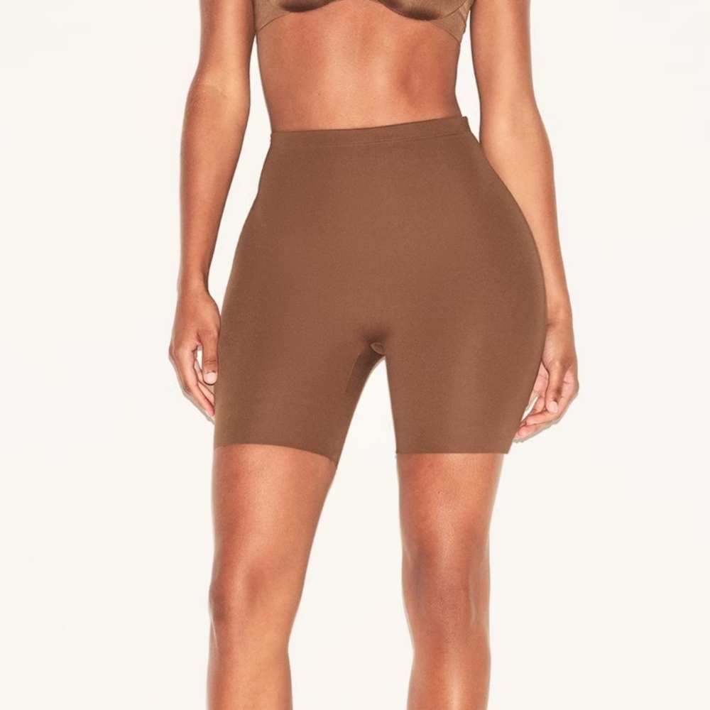 Brown High-Waisted Biker Shorts